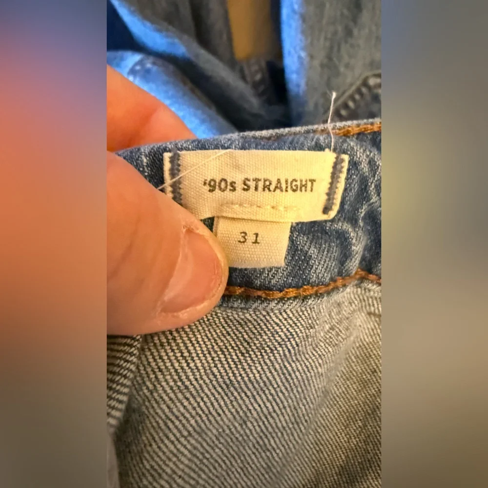 Madewell Women’s Double Knee Patchwork Straight-Leg Jeans in Blue Denim - Picture 6 of 7